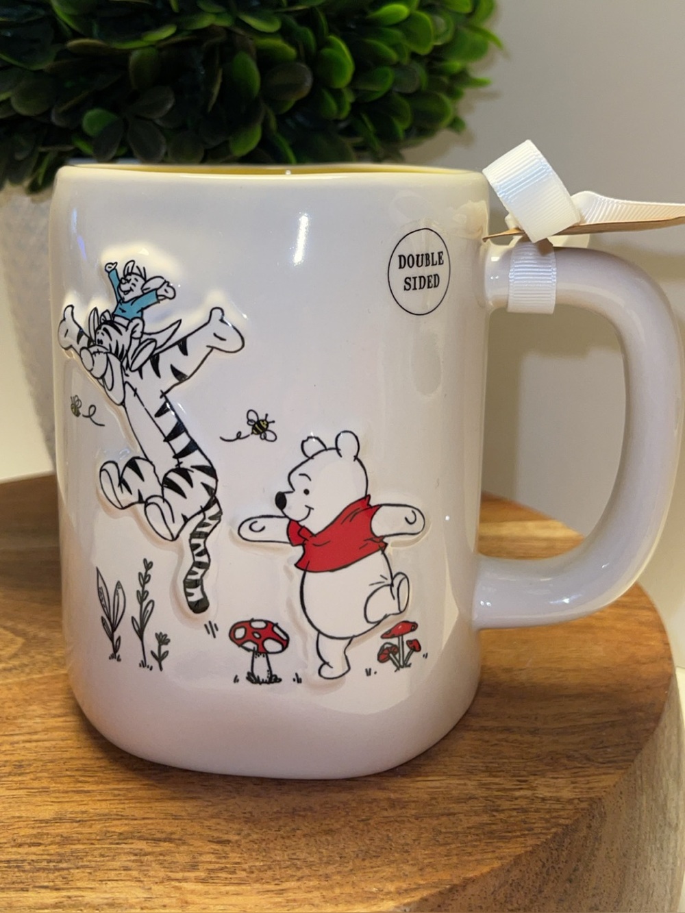 Rae Dunn Disney Winnie The Pooh White Ceramic Mug with Red Accent